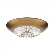  S8816-700OH - Bellaire 16in 120/277V LED Flush Mount in Aged Brass with Optic Haze Quartz